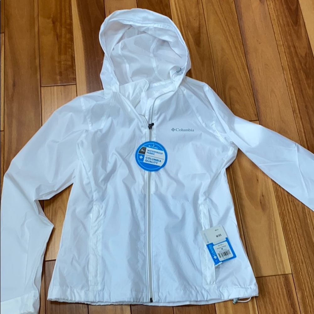 Columbia white rain jacket